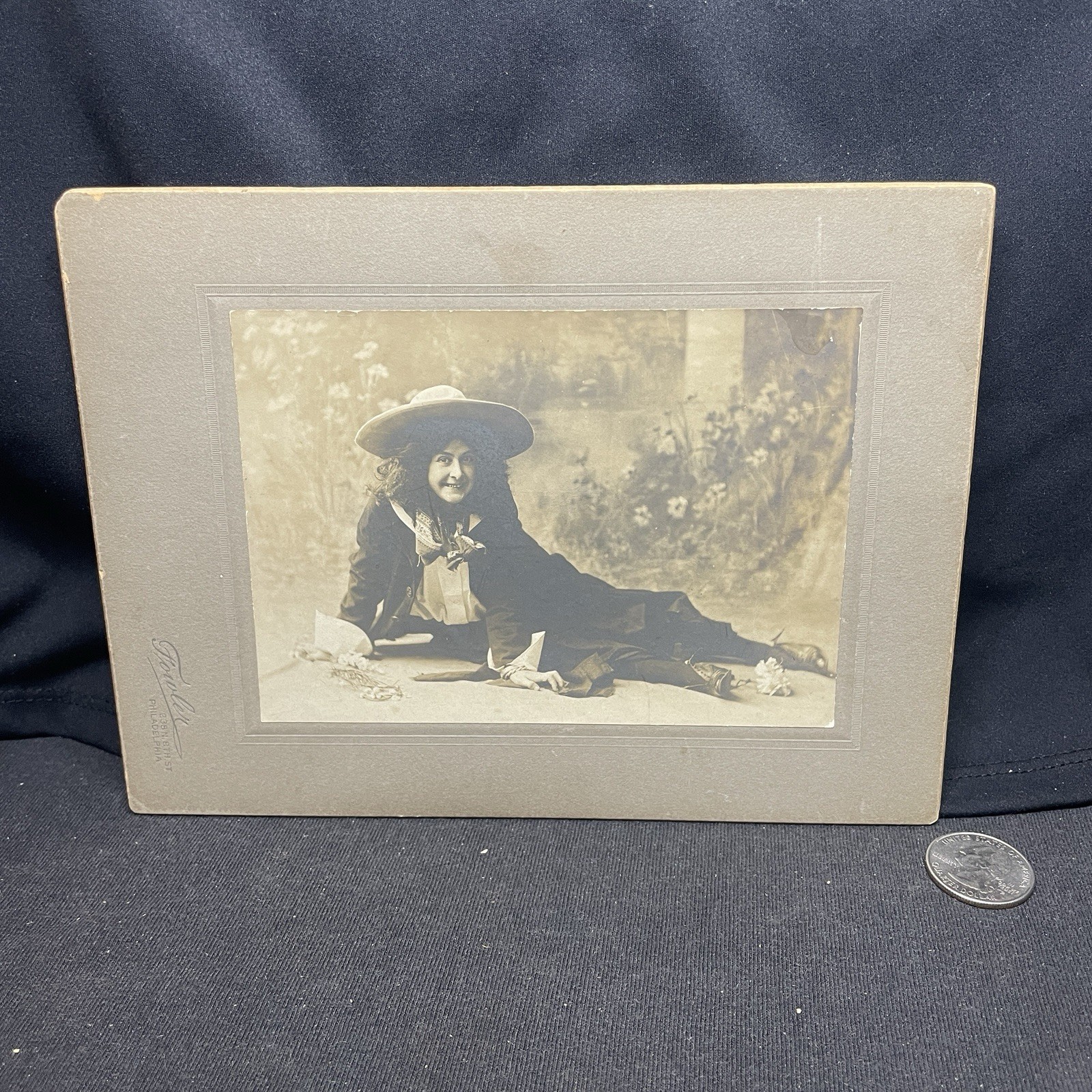 CABINET PHOTO - stunning and identified teenage girl in a most unusual and playf