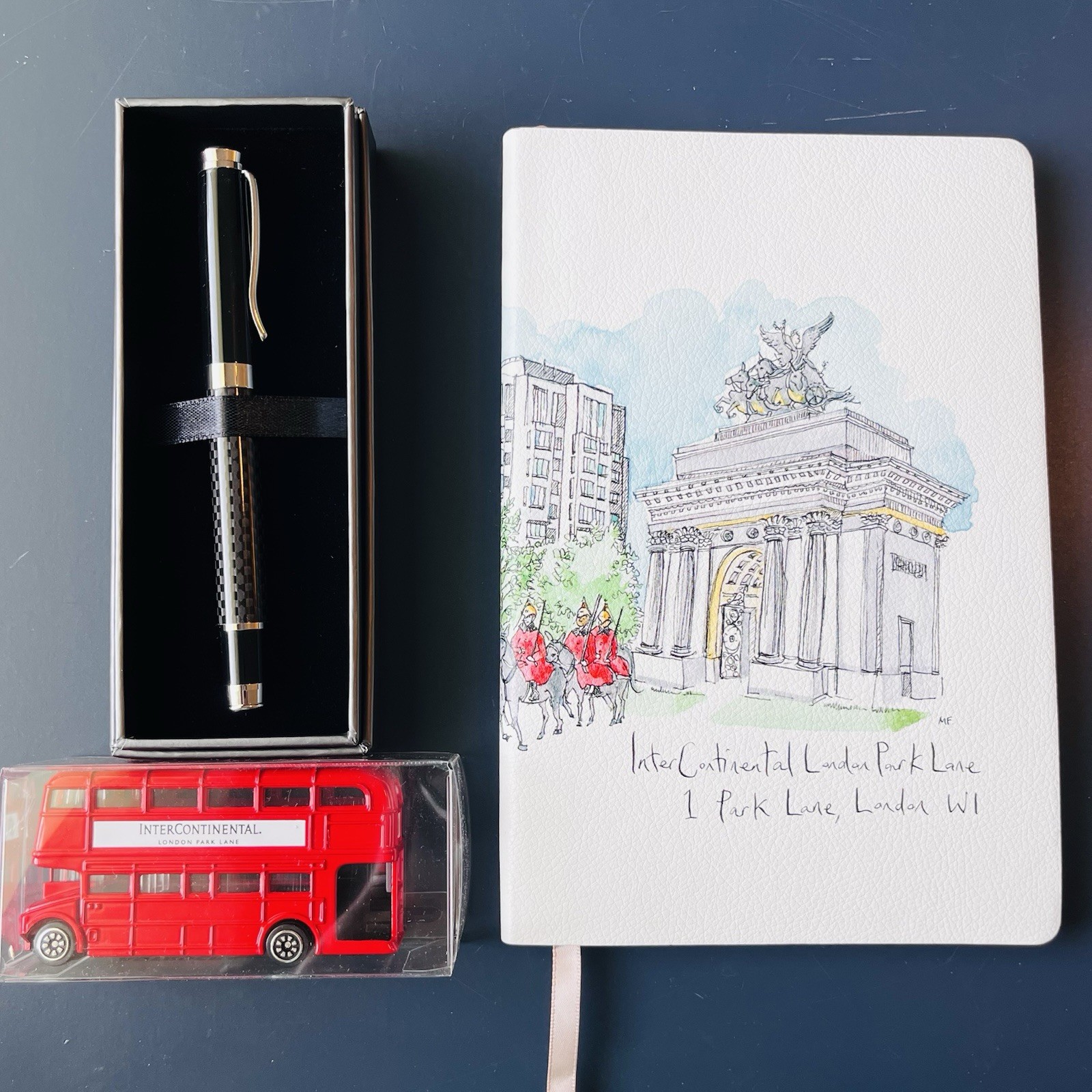 London Travel Souvenirs Intercontinental Hotel Double Decker Bus Journal Pen UK
