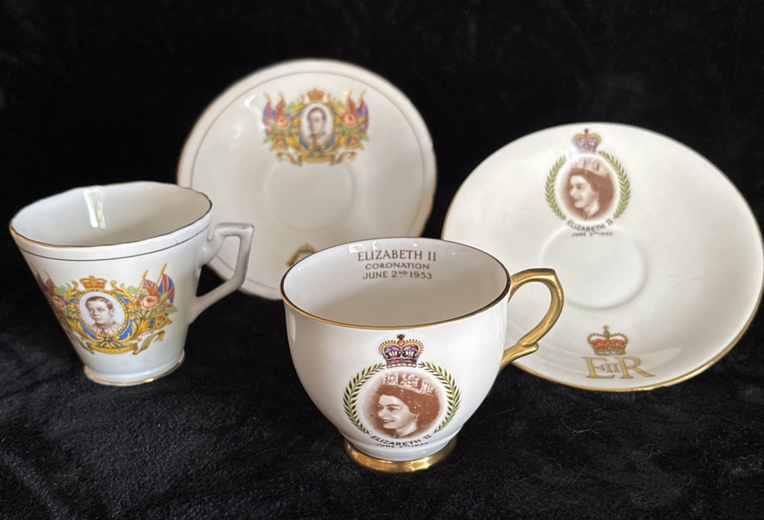 1937 King Edward VIII & 1953 Queen Elizabeth II Coronation Teacup & Saucer
