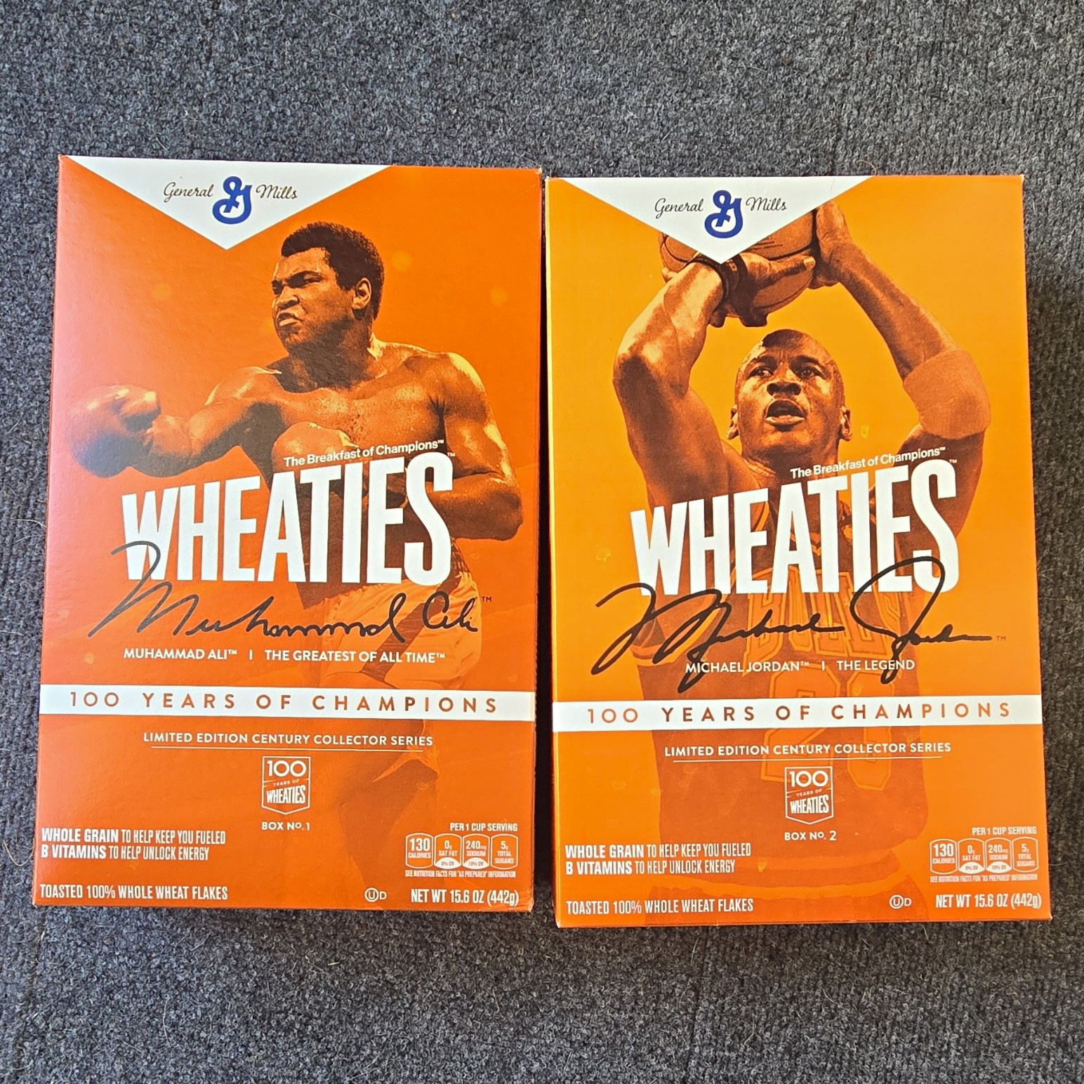 Wheaties Lot of 2 Limited Edition 100 Years of Champions Boxes Ali Jordan