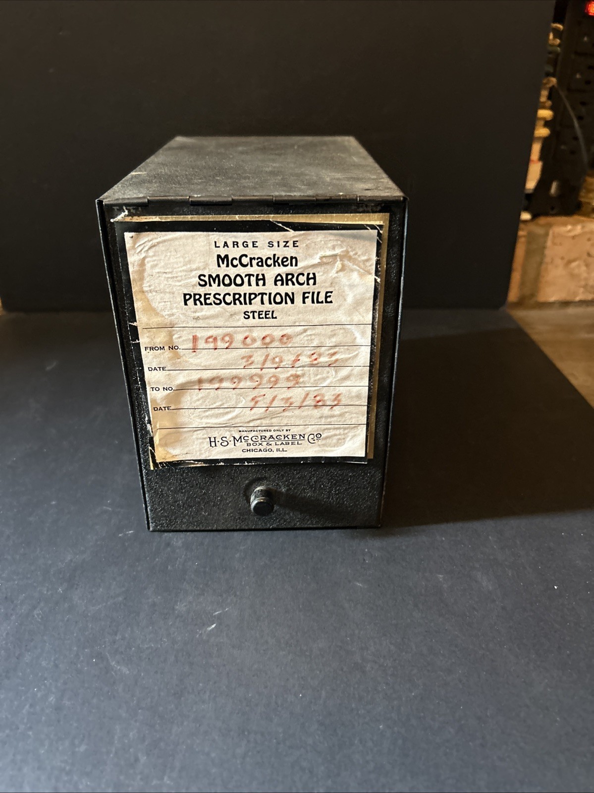 vintage H.S. McCracken Box & Label Co. Large Size Smooth Arch Prescription File vintage H.S. McCracken Box & Label Co. Large Size Smooth Arch Prescription File