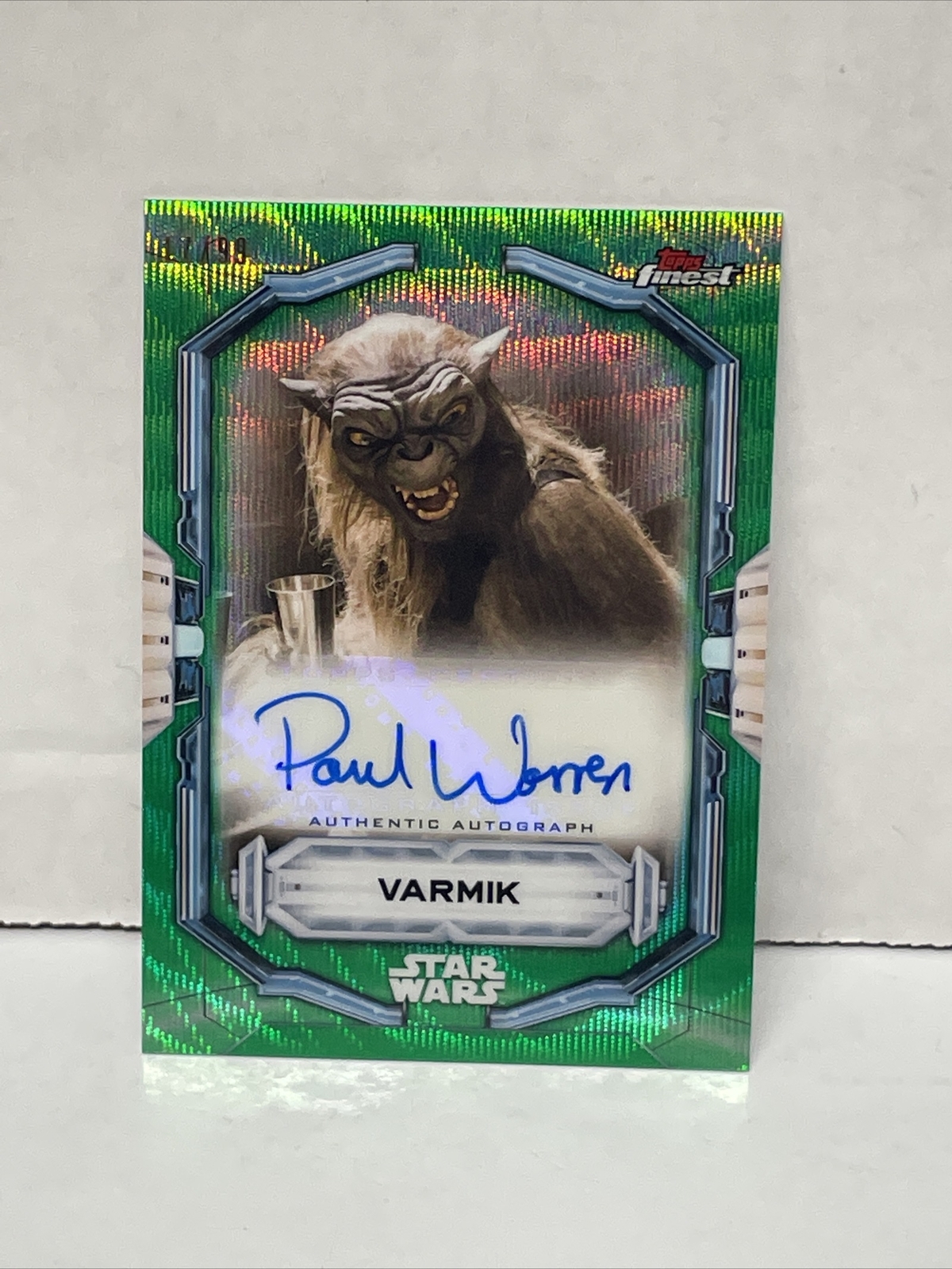 2022 Topps Finest Star Wars Green Autograph FA-PW Paul Warren as Varmik #17/99