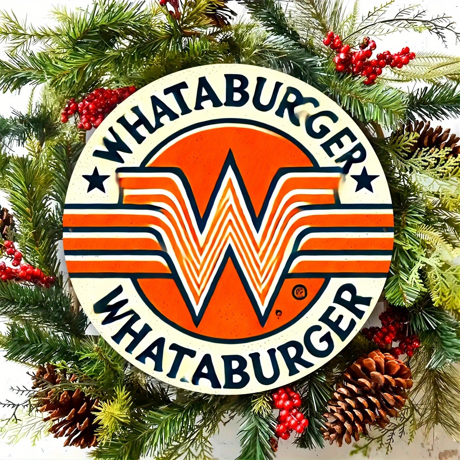 [2D Flat] Whataburger Retro Tin Metal Signs 8x8 Inch Round Aluminum Sign - Durab