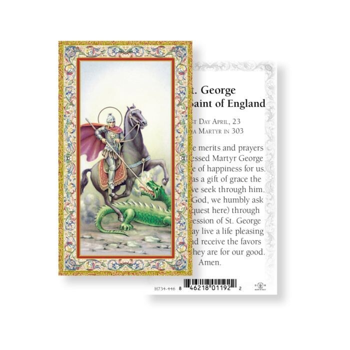 Saint St. George with Prayer - Gold Trim - Paperstock Holy Card 734-446