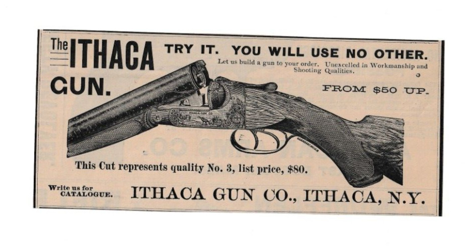 ITHACA GUN CO. THE ITHACA GUN No. 3 From $50 Up 1892 Catalog Ad Ithaca NY
