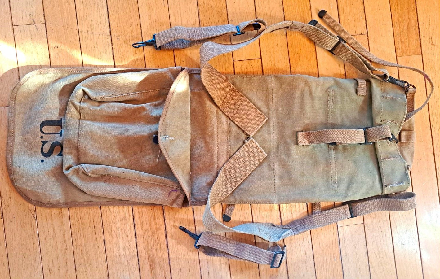 WWI U.S. ARMY  M1910 CANVAS PACK / HAVERSACK - Marked, RIA 1918,  near mint cond