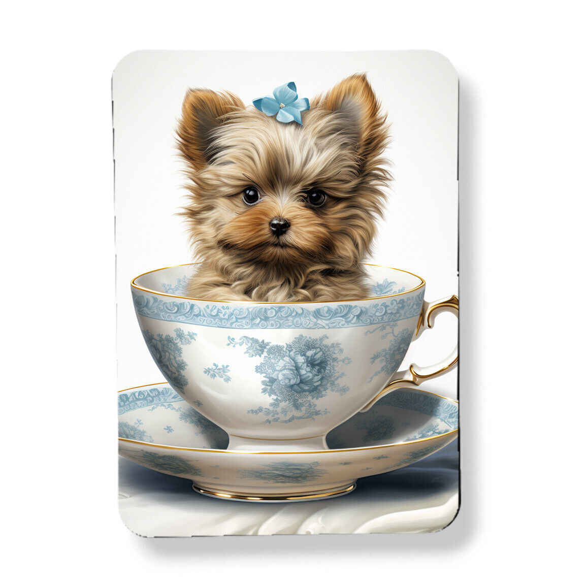 Teacup Yorkie Yorkshire Terrier Magnet Graphic Watercolor Art Yorkie Owner Gift