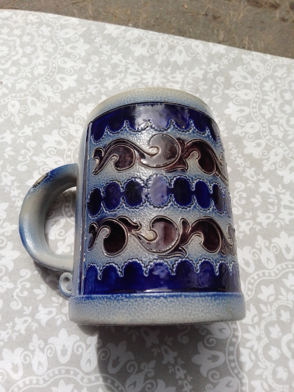 Reinhold Merkelbach German Beer Stein Waves Blue Solid 5 In Tall