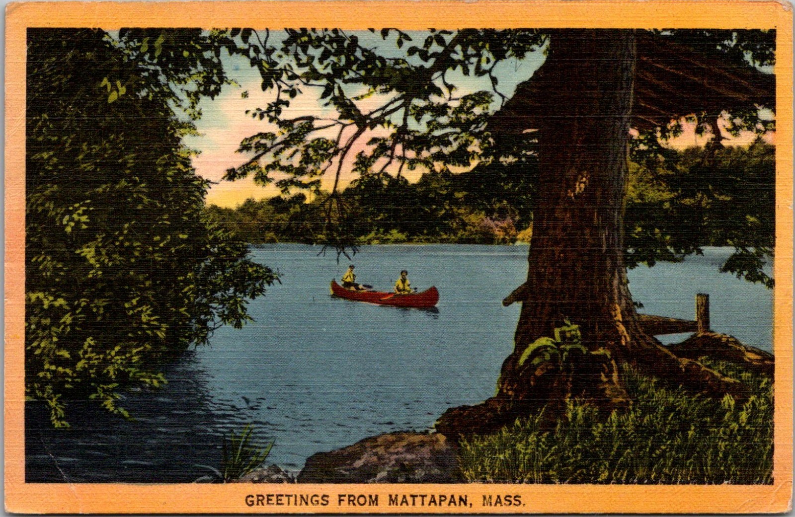 Scenic Lake View, Greetings from Mattapan MA c1942 Vintage Postcard A133