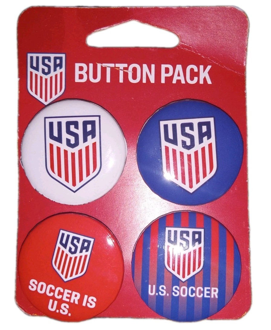 USA Soccer Team - Button Badge Pin Set - 4 Pins - Licensed - New In Pack