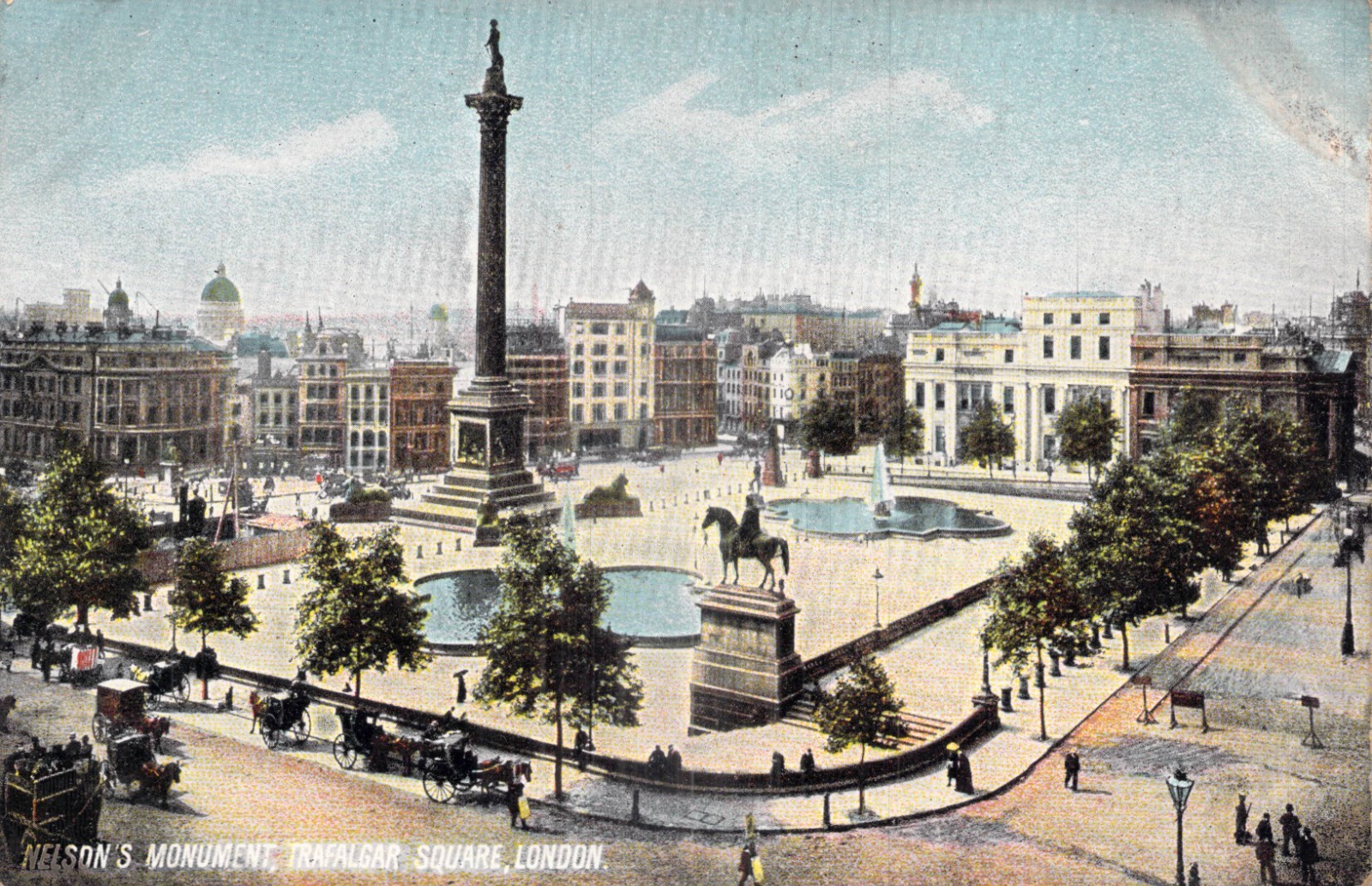 Trafalgar square London Vintage Postcard