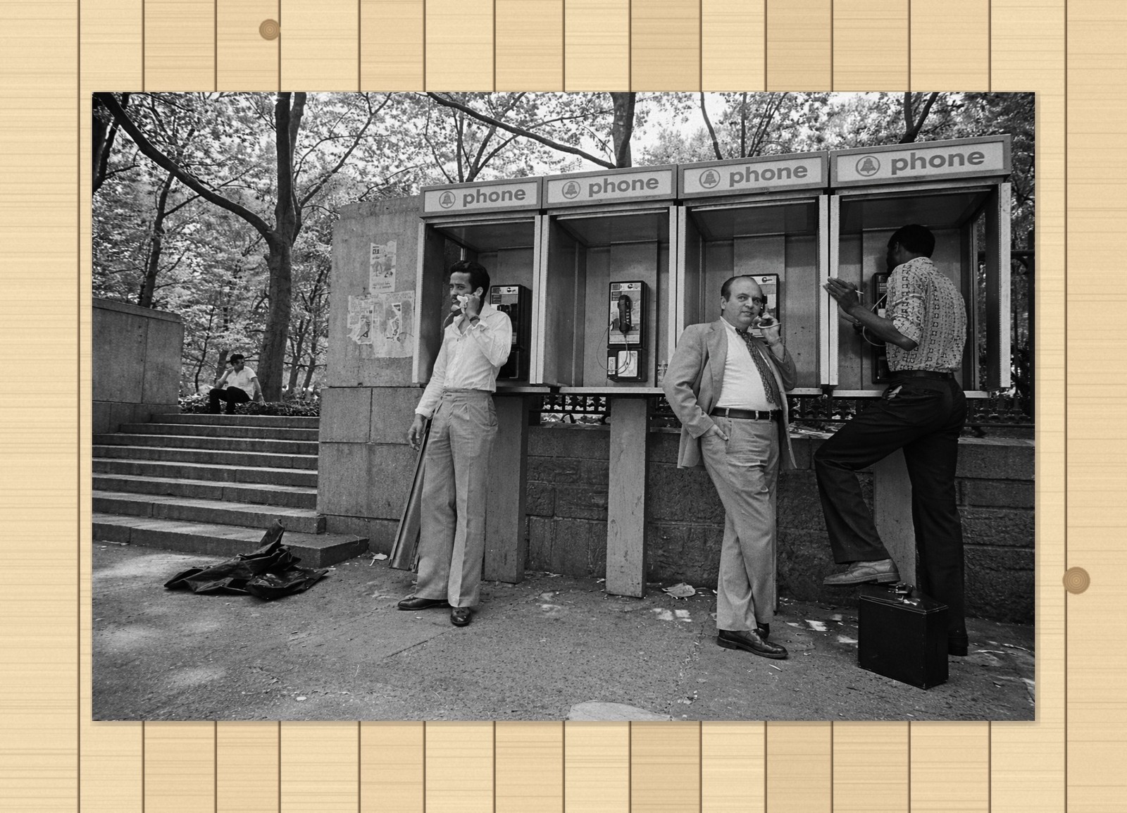 New York City Art New Postcard Vintage Phone Booths Urban Scene 1980s