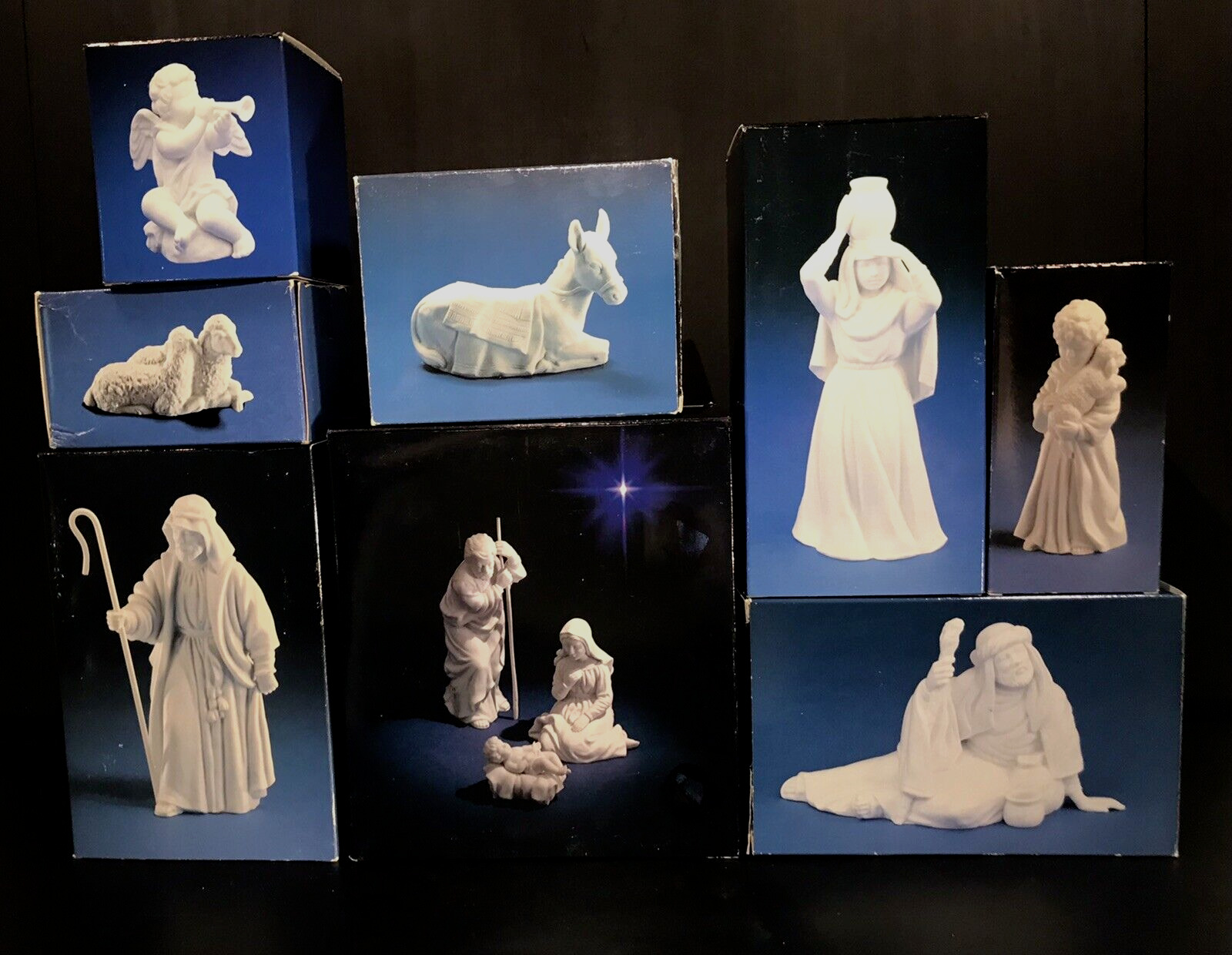 AVON NATIVITY COLLECTIBLES - 10pc - ALL BOXES FOAM INSERTS - 1982-90 - GREAT SET