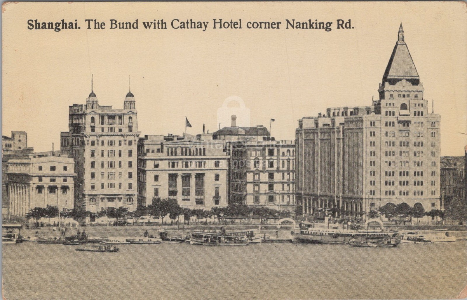 The Bund Cathay Hotel Nanking Road Shanghai China River Kingshill 1930s Postcard