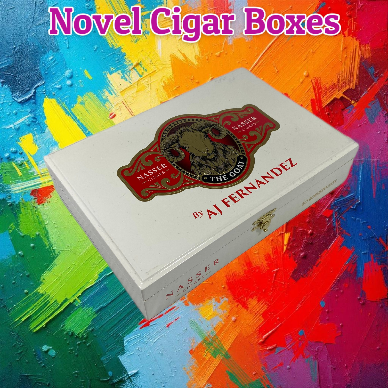 Nasser The Goat Connecticut Robusto Empty Wooden Cigar Box 9.25x6.25x2