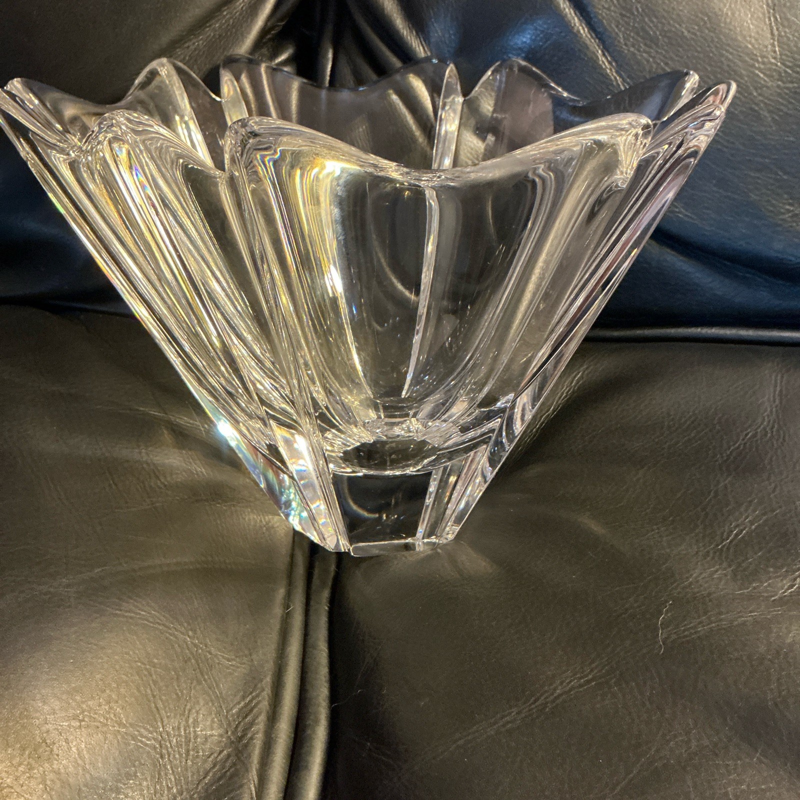 Orrefors Large Crystal Orion Bowl Made in Sweden  6+” Tall By 10”Wide Signed
