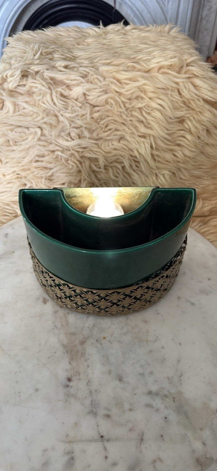 VTG 1950\'s TV Planter Lamp Sierra-Columbia Green & Gold