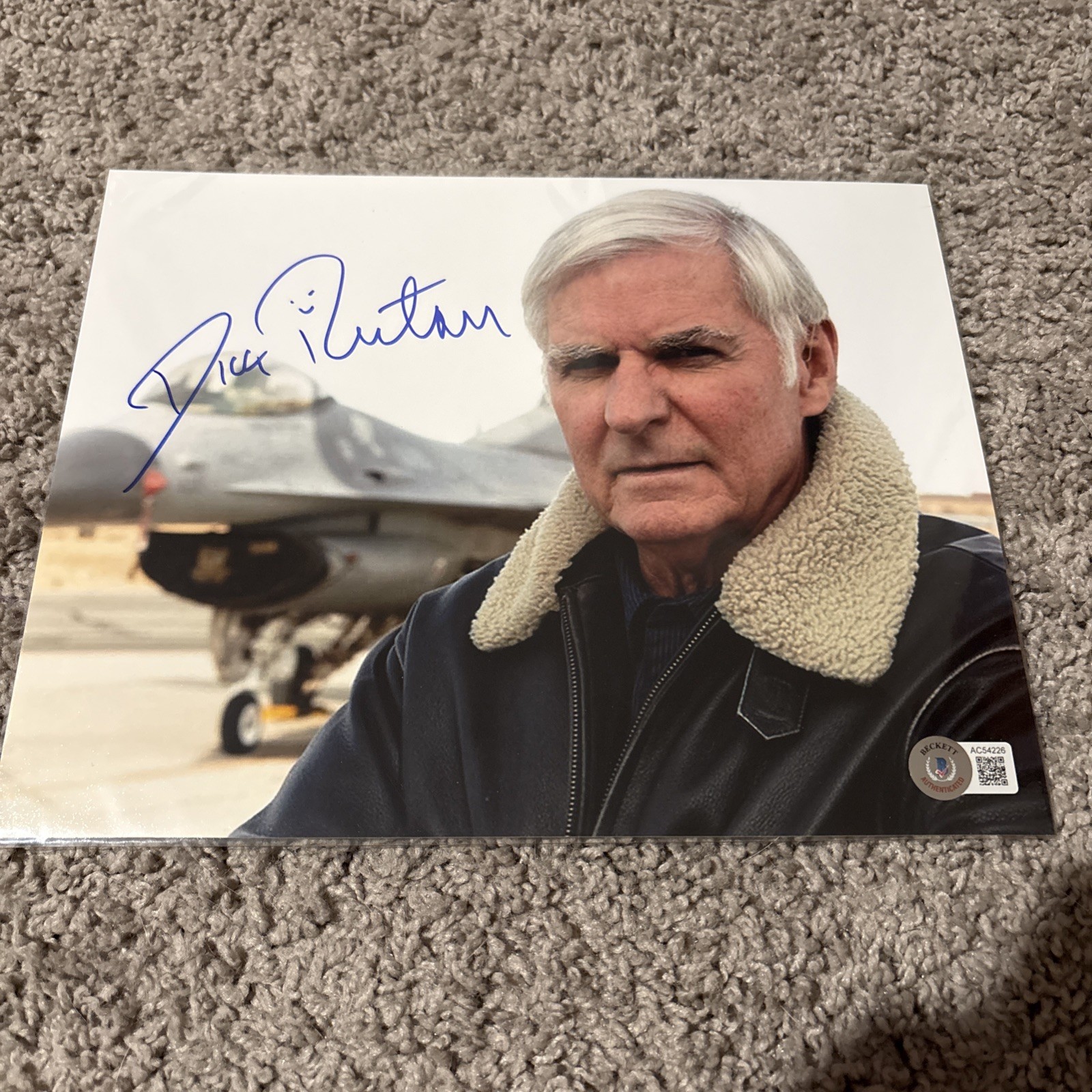 Beckett COA Dick Rutan Signed 8x10 Photo Voyager Pilot Autograph