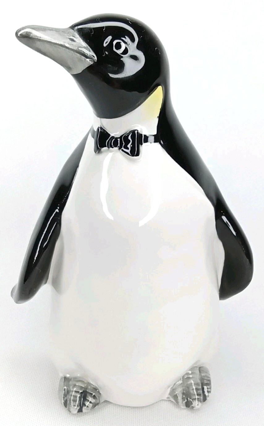 Vintage 1980s Otagiri Emperor Penguin Ceramic Coin Bank With Original Sticker