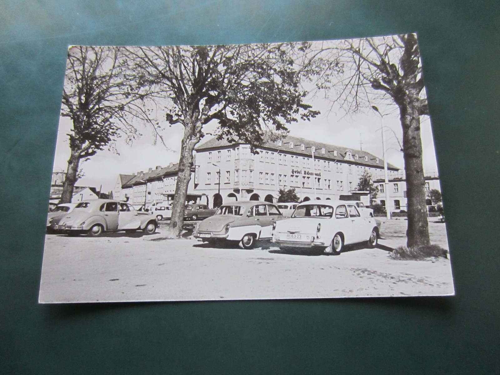 Postcard Prenzlau Hotel Uckermark before many cars vintage