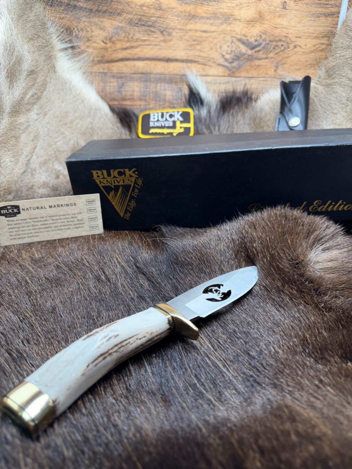 1990's Buck 192 Vanguard Ltd Edt Elk  Stag Laser Cutout With Leather Sheath Mint