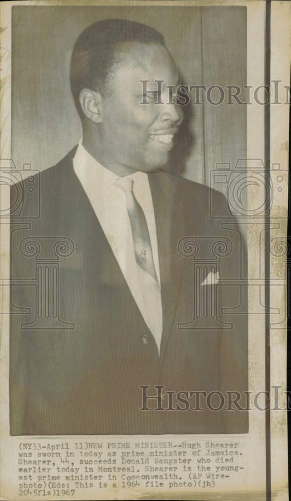 1967 Press Photo Hugh Shearer named Prime Minister of Jamaica - lrw07045