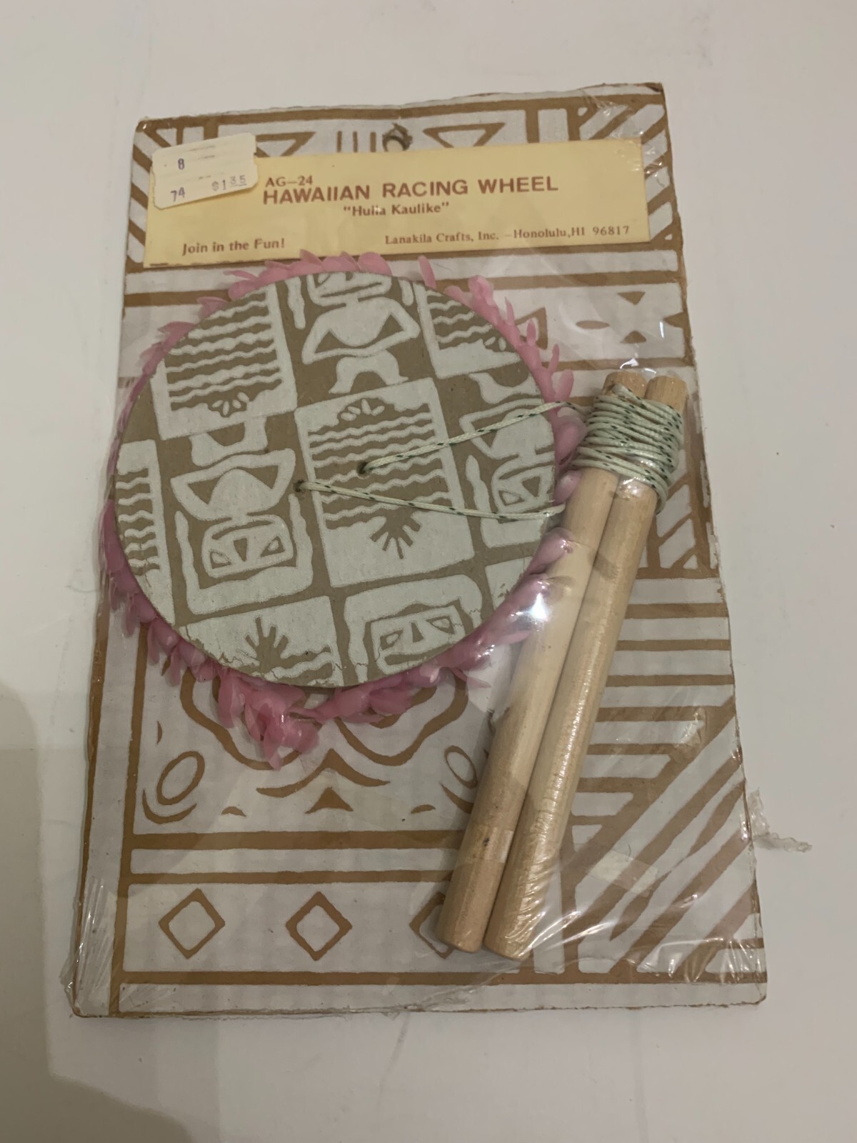 Vintage c.1970's Hawaiian Racing Wheel Toy Souvenir Of Hawaii Sealed Package