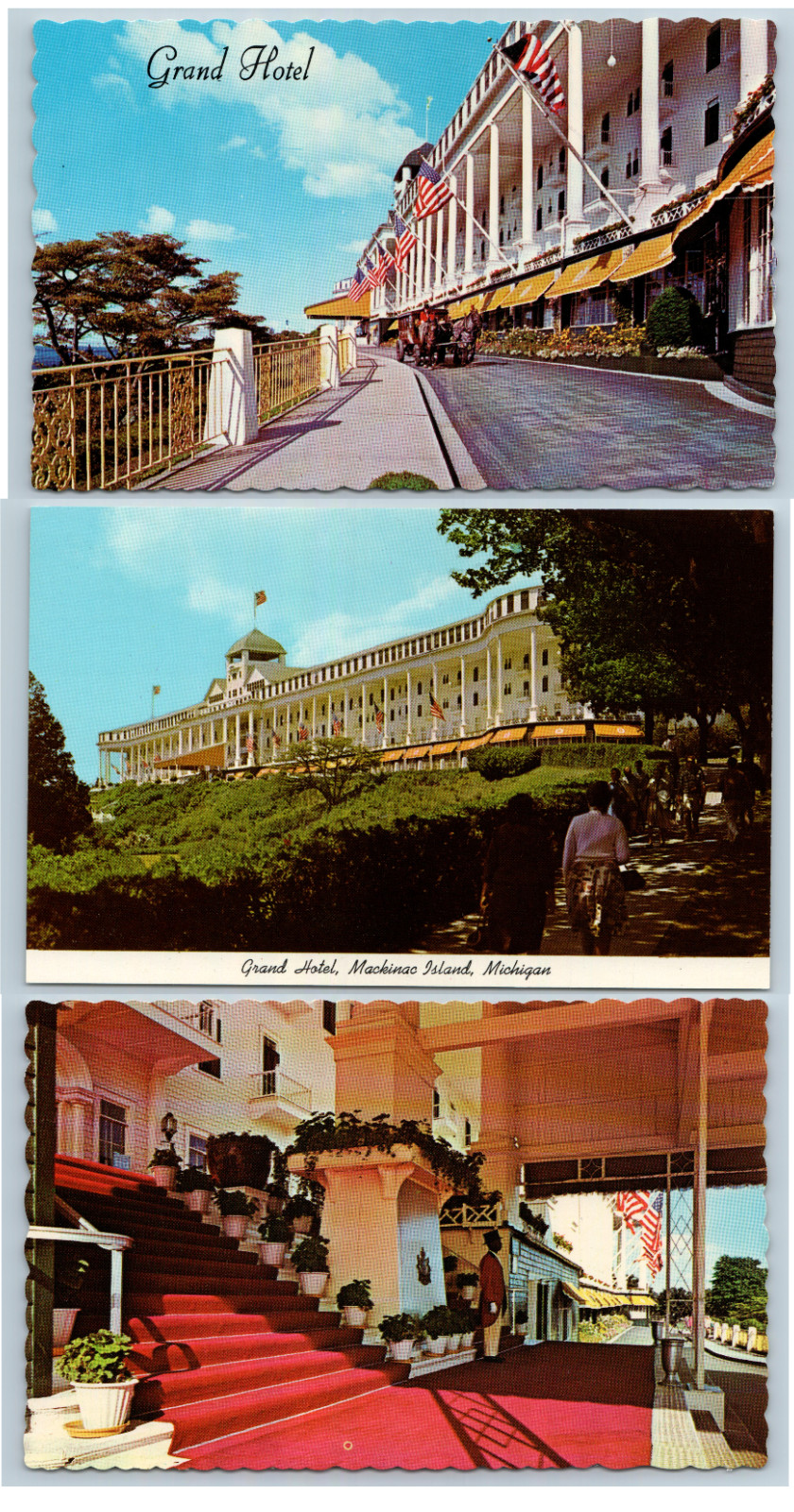 C1960-70s LOT 3 Grand Hotel Advertising Postcards Mackinac Island Michigan