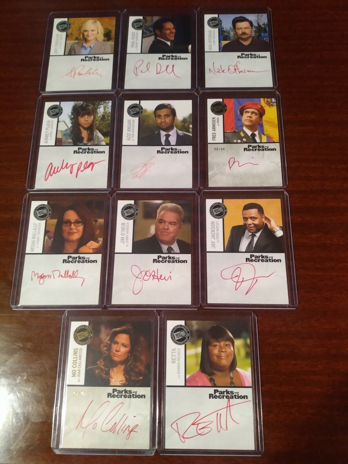 2013 Press Pass Parks and Recreation Red Ink Autograph 11 Card Set Poehler, Rudd