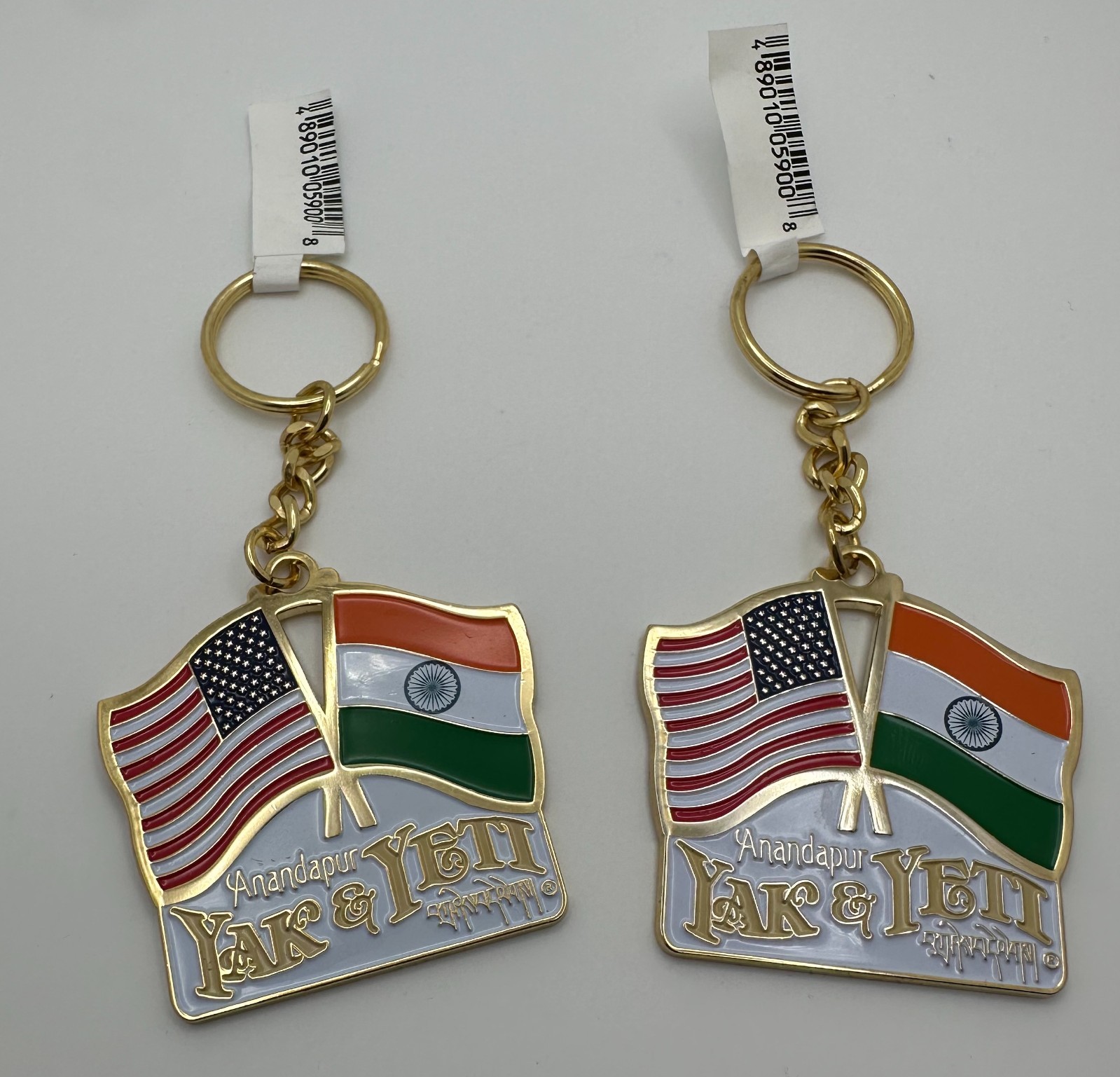 Disney Animal Kingdom Yak & Yeti Anandapur USA India Flag Enamel Keychain RARE