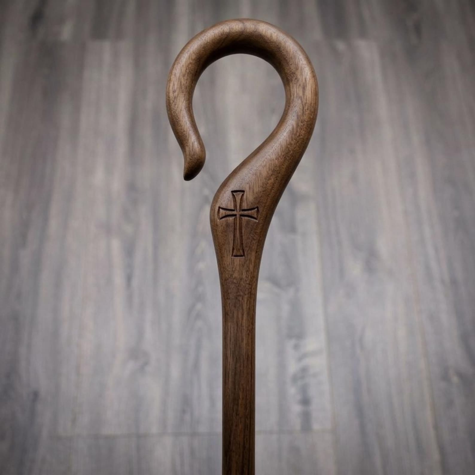 Handmade Wooden Bishop Crozier Staff Pastoral Shepherd Crook Clergy Cross 72