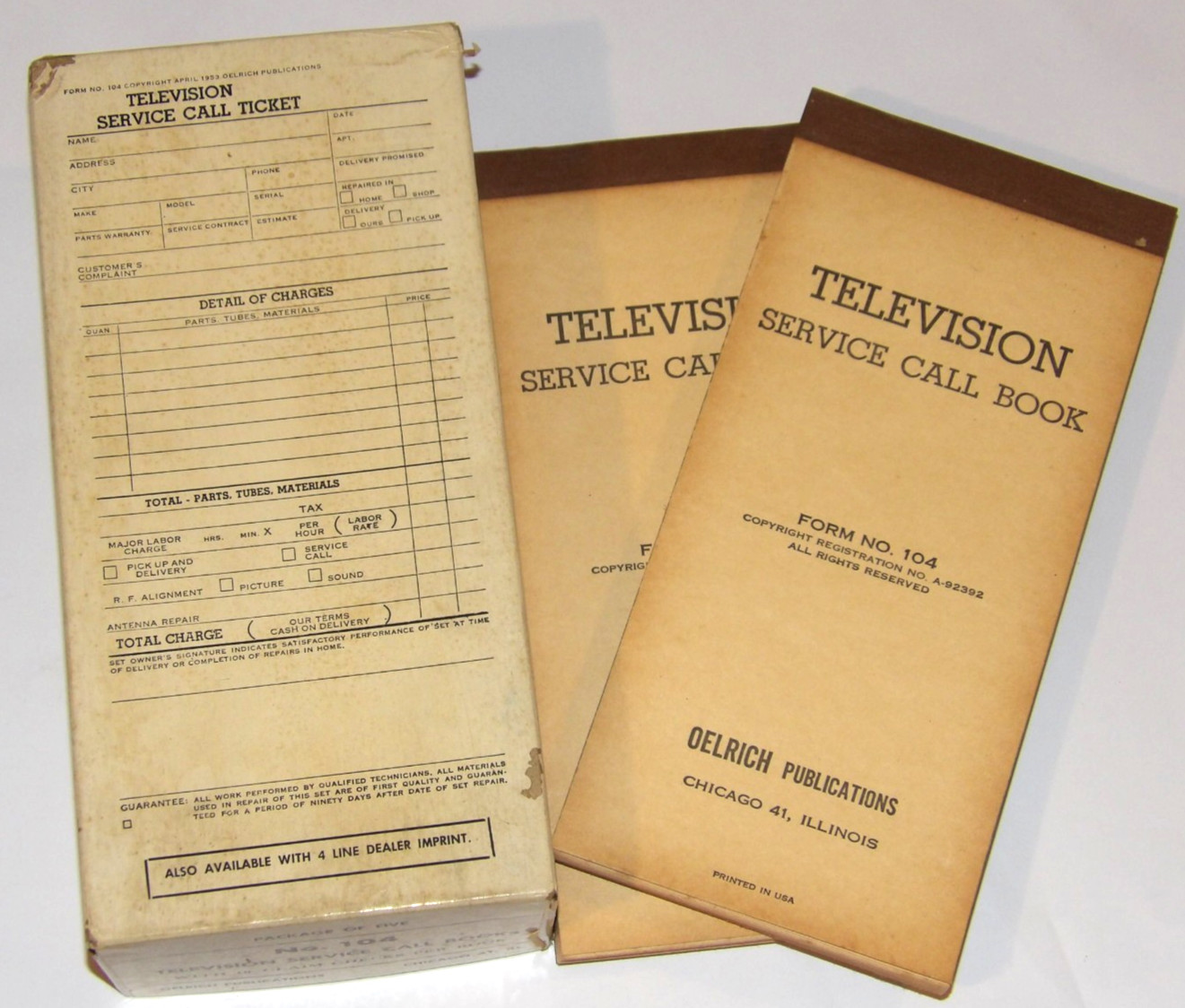 2 VINTAGE 1953 UNUSED TV REPAIRMAN 