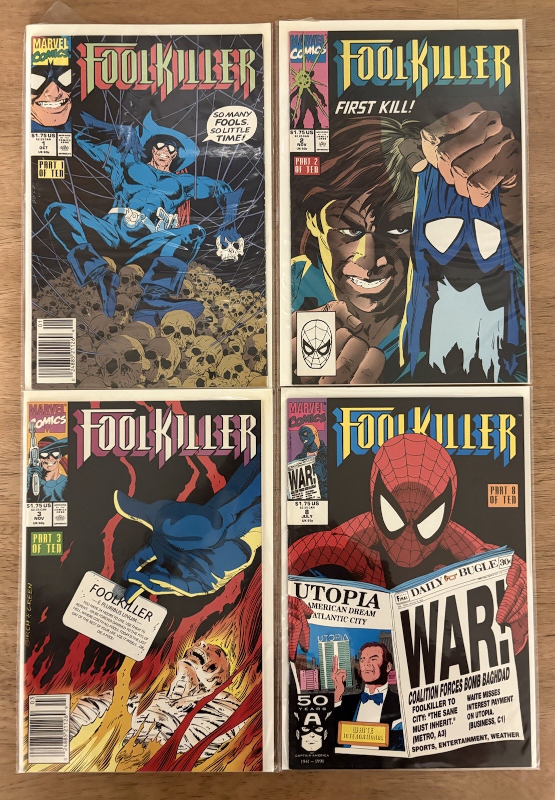 MARVEL COMICS 1990 FOOL KILLER #1, 2, 3, 8 NM SPIDER-MAN MARVEL COMICS 1990 FOOL KILLER #1, 2, 3, 8 NM SPIDER-MAN