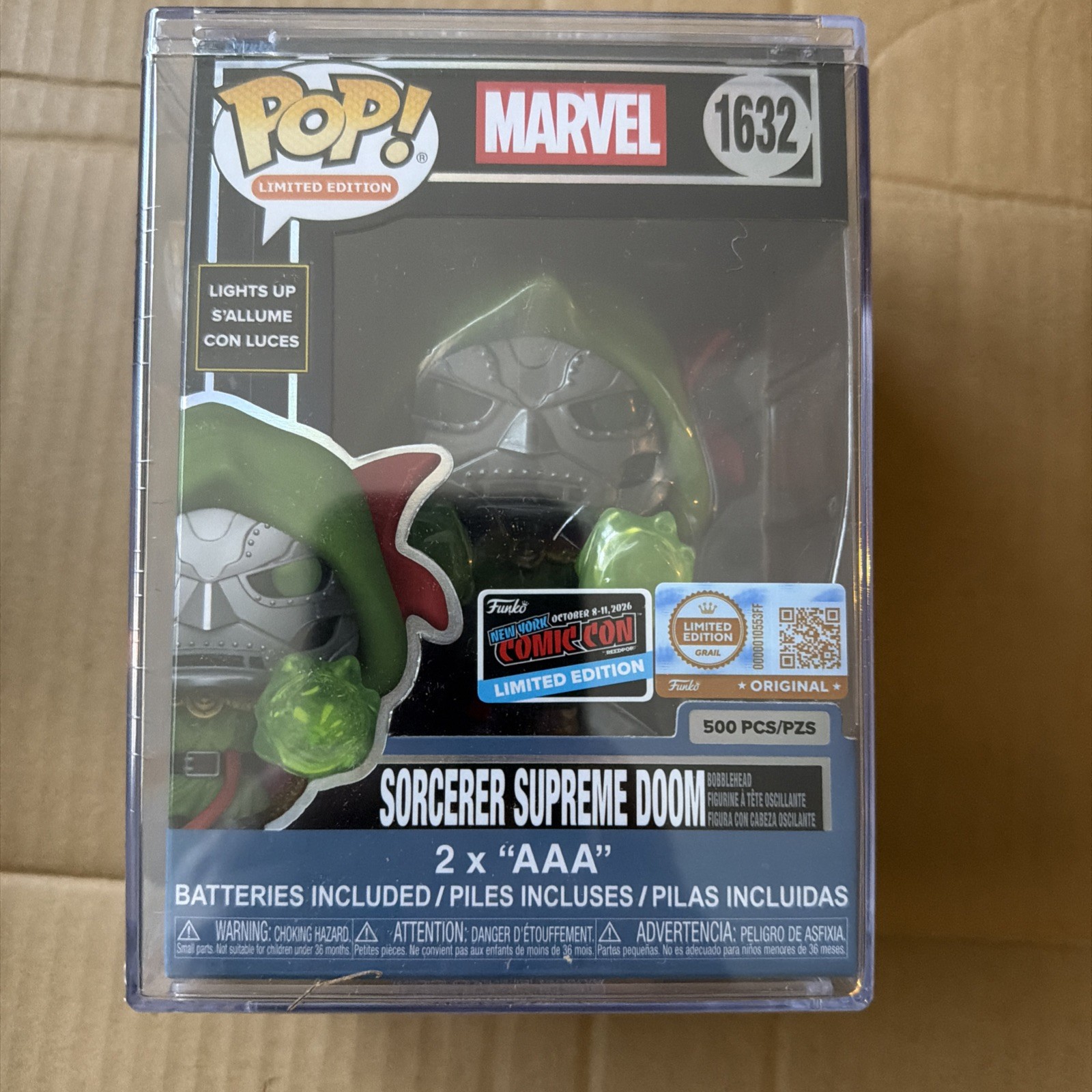 Funko Pop Sorcerer Supreme Doom LE 500 Light Up NYCC 2026 CON STICKER Funko Pop Sorcerer Supreme Doom LE 500 Light Up NYCC 2026 CON STICKER