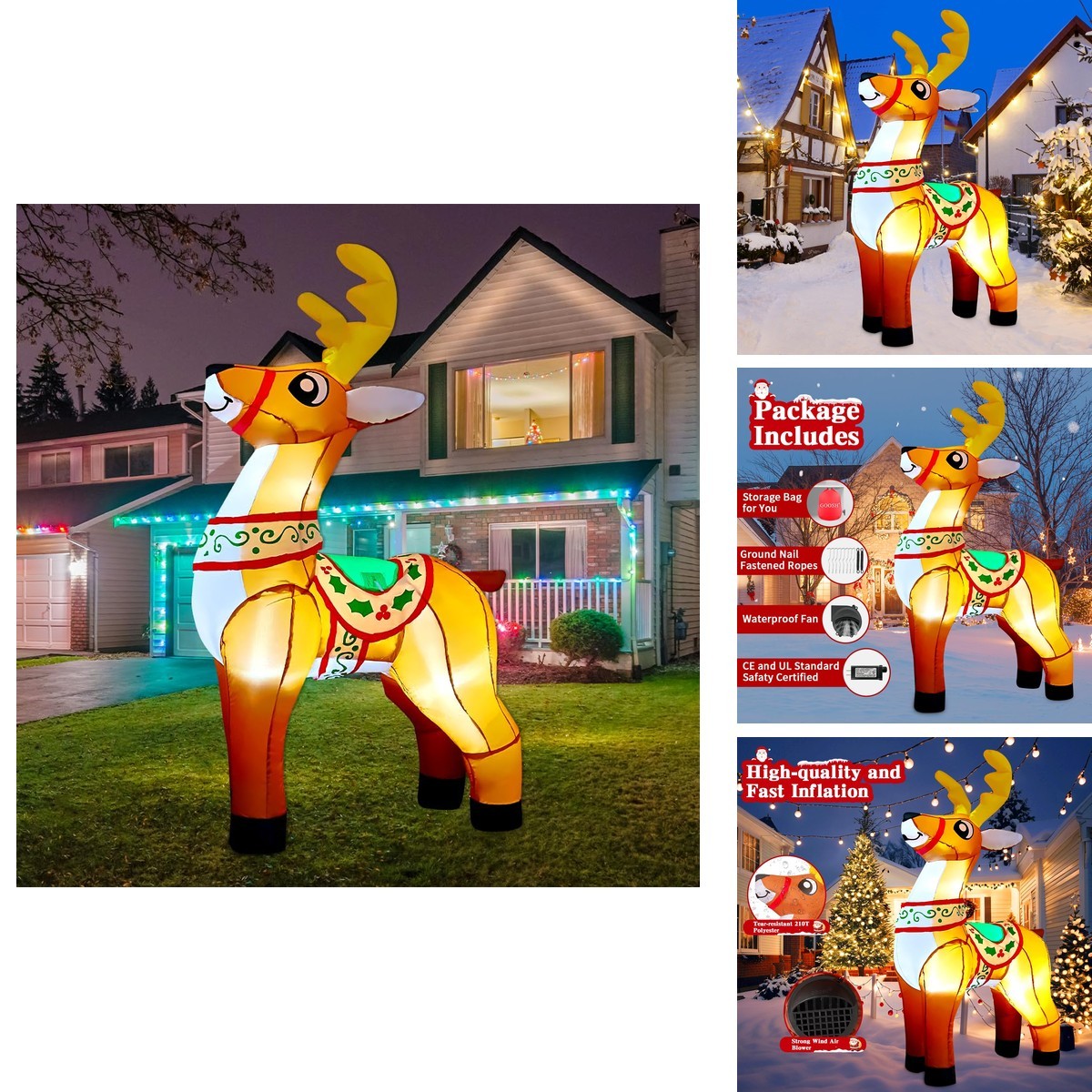 GOOSH 6 FT Christmas Reindeer Inflatable with Built-in LEDs