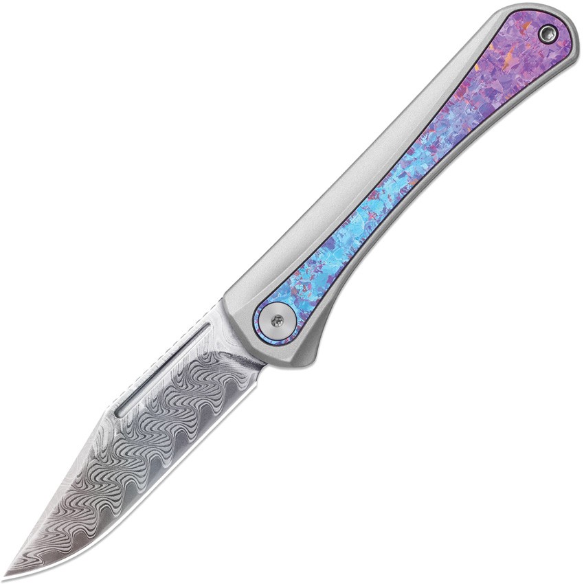 Kizer Cutlery Melody Gray & Crystallized Titanium Folding Damascus Knife 3732A1