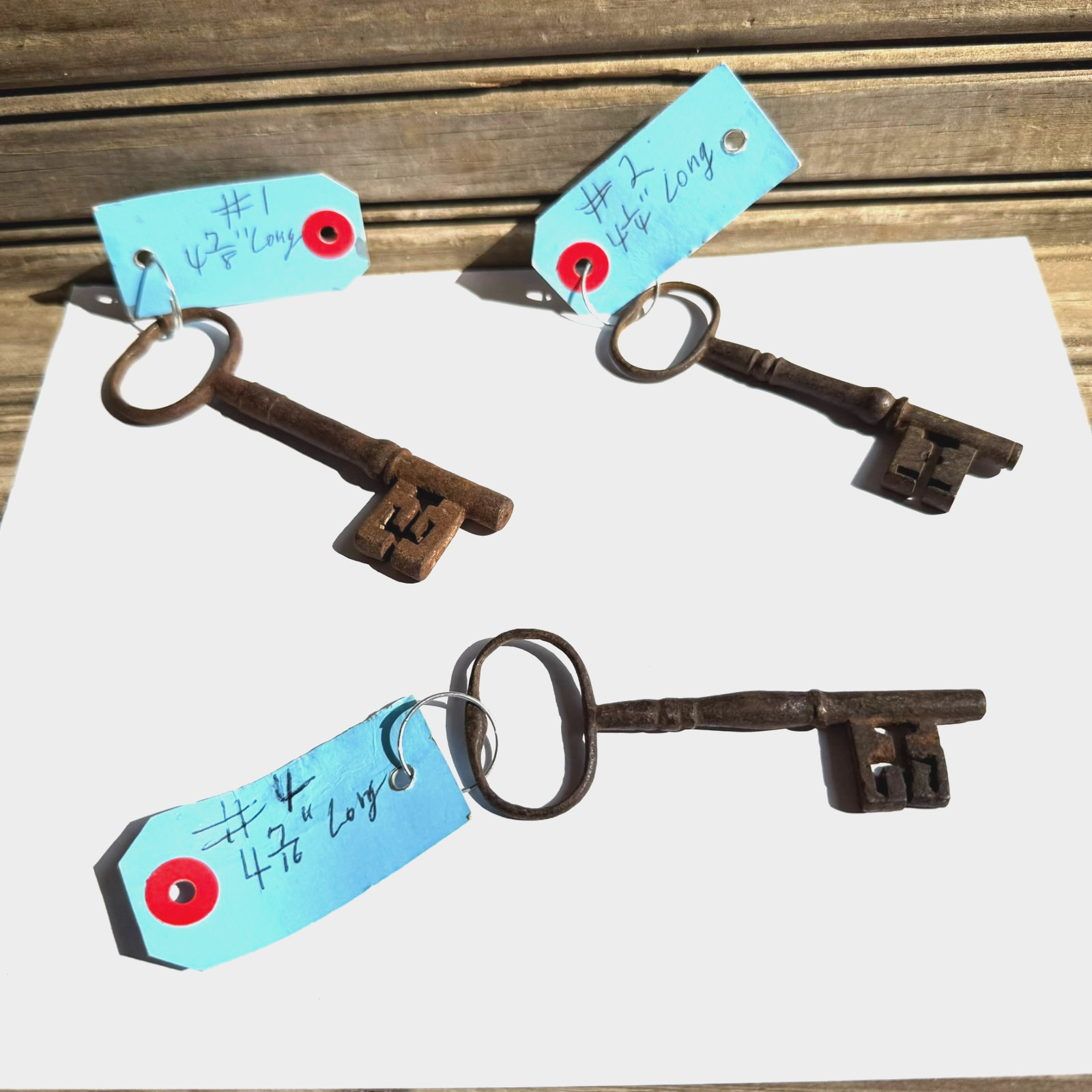 Lot of 3 Antique Skeleton Keys Large Iron Barrel Keys Vintage Door Gate Lock Art