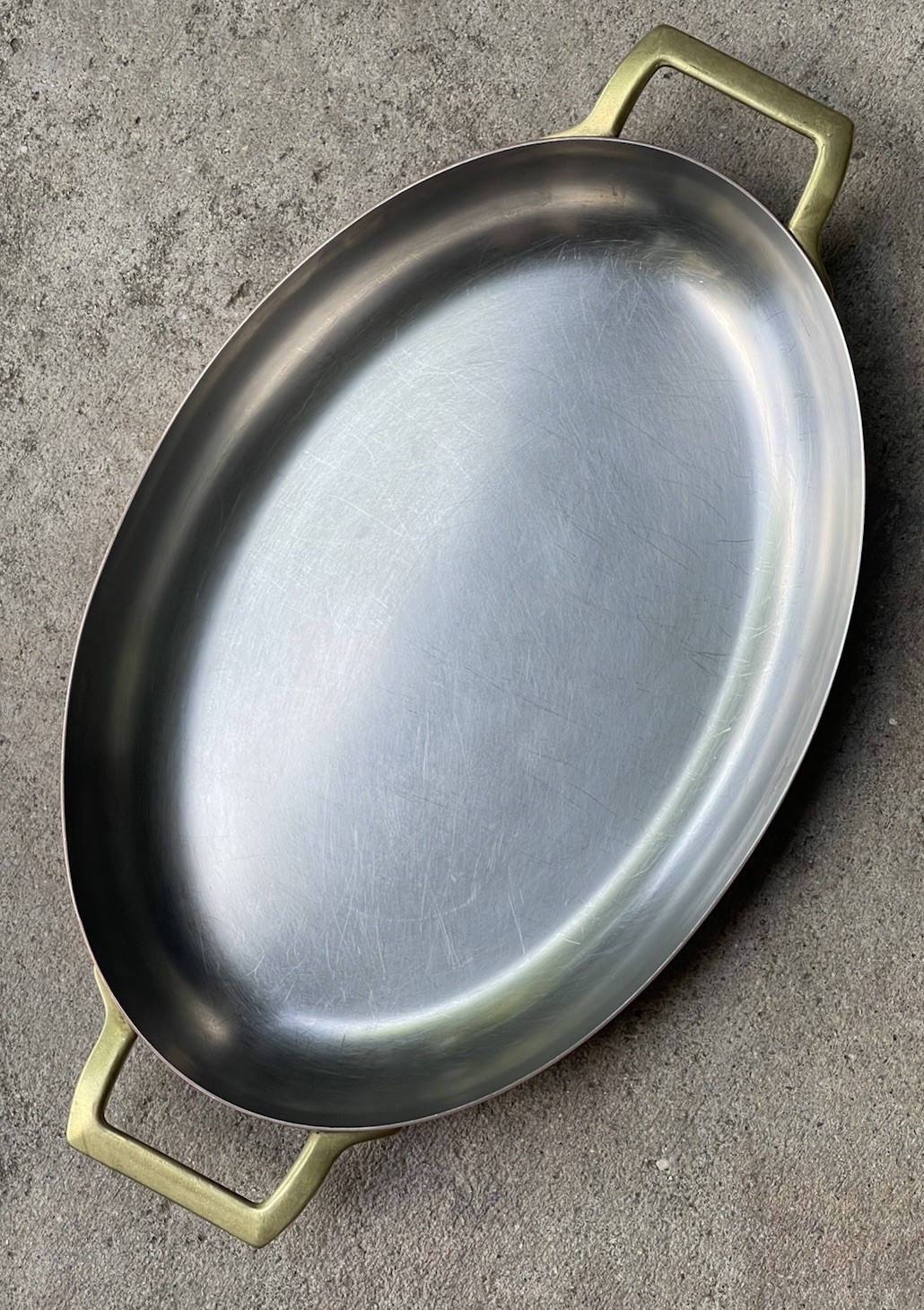 Vintage Paul Revere Limited Edition Copper /brass Oval Sauté Gratin Pan 12\ Vintage Paul Revere Limited Edition Copper /brass Oval Sauté Gratin Pan 12\