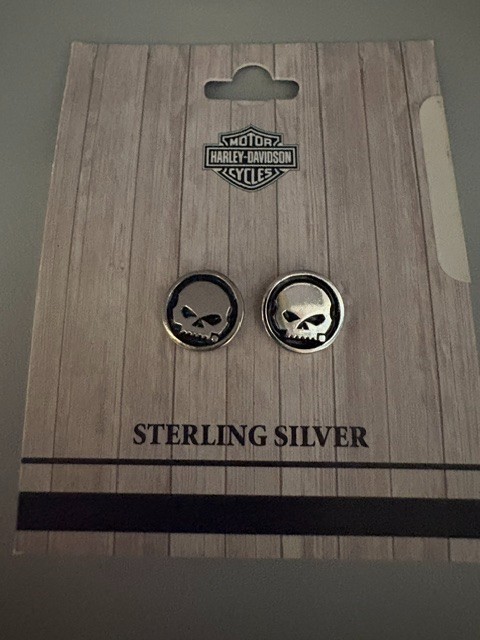 BRAND NEW Harley Davidson HDE0499 Willie Skull Sterling Silver Earrings