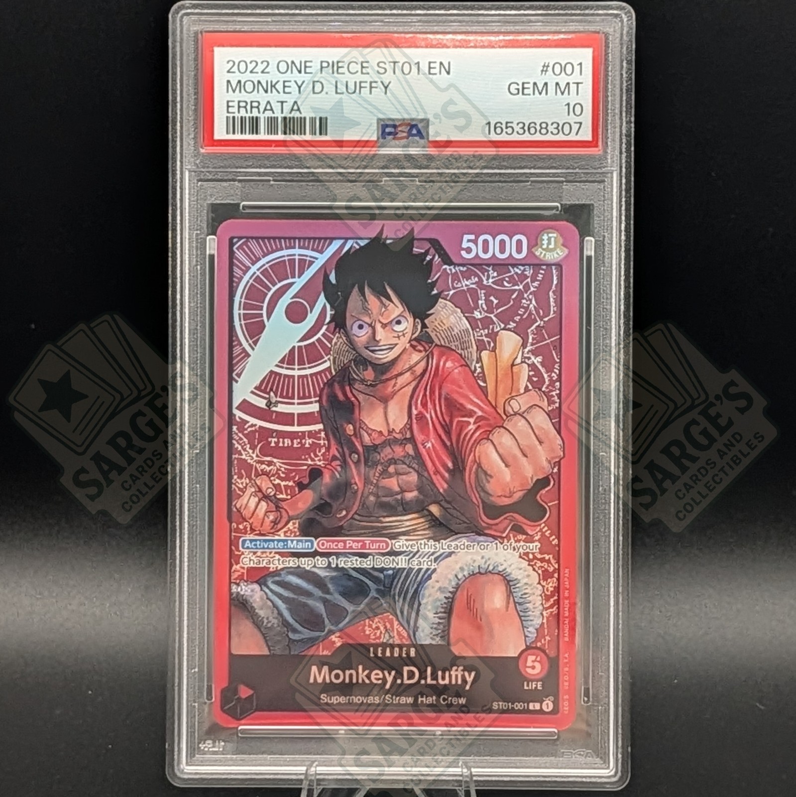 2022 ONE PIECE STARTER DECK ST01-STRAW HAT CREW ERRATA MONKEY D. LUFFY PSA 10 2022 ONE PIECE STARTER DECK ST01-STRAW HAT CREW ERRATA MONKEY D. LUFFY PSA 10