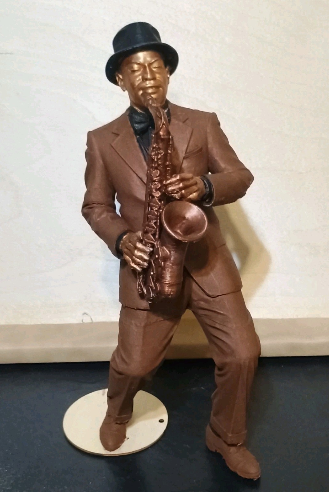 Saxophone Player Musician Figurine, 3D Printed Hand Painted 10 Inches Acrylic 