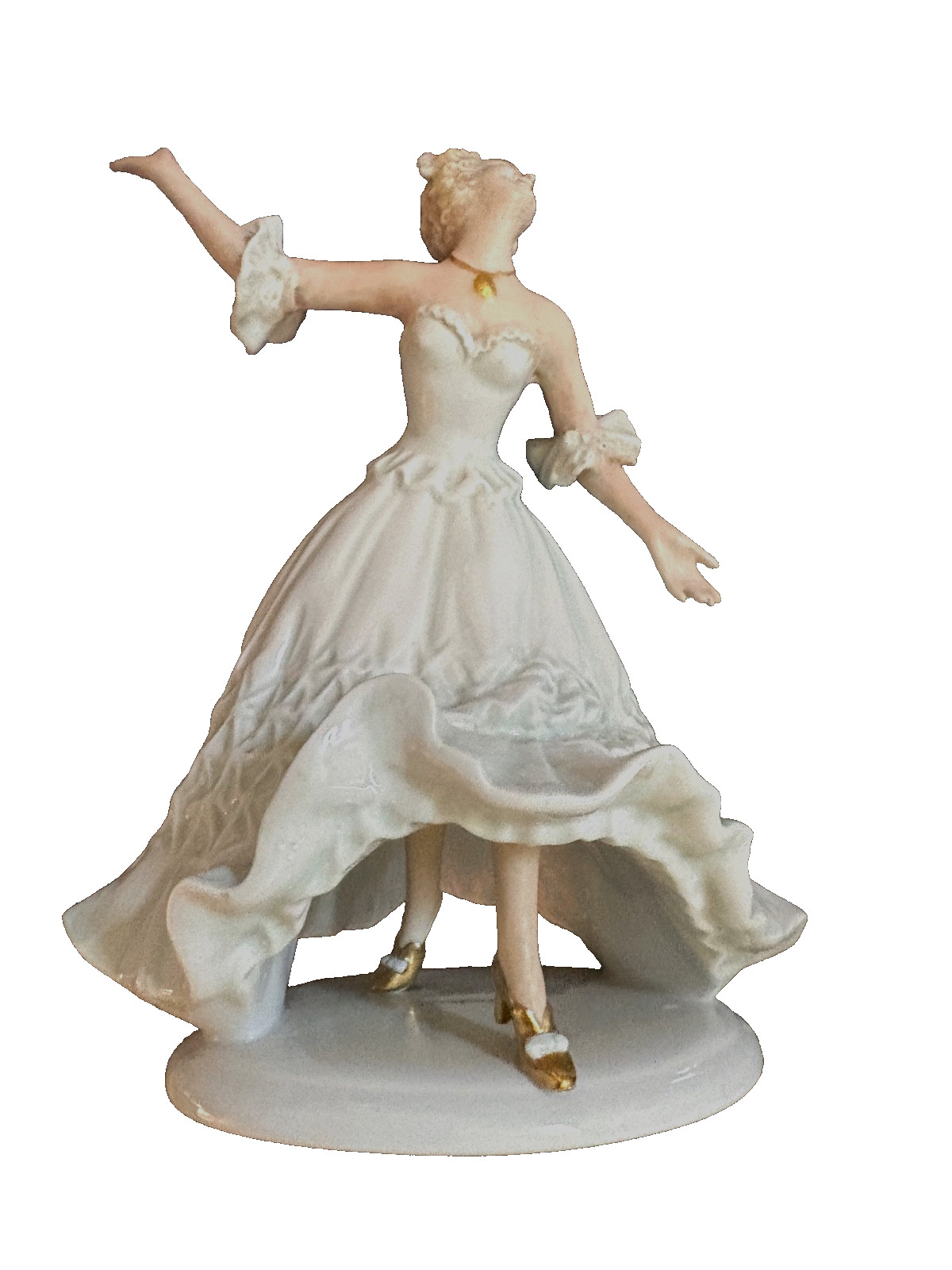 Vintage Schaubach Kunst Wallendorf Porcelain Hand-Painted Dancing Lady Figurine