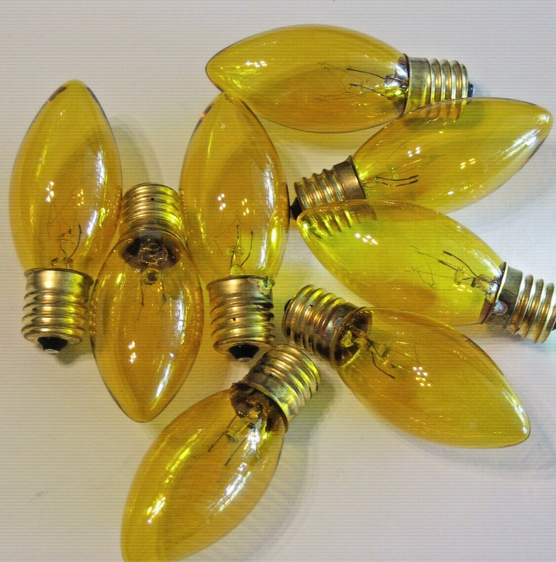 C9 Yellow Transparent Christmas Incandescent Bulbs Lights 7W 130V Brass Base, 8