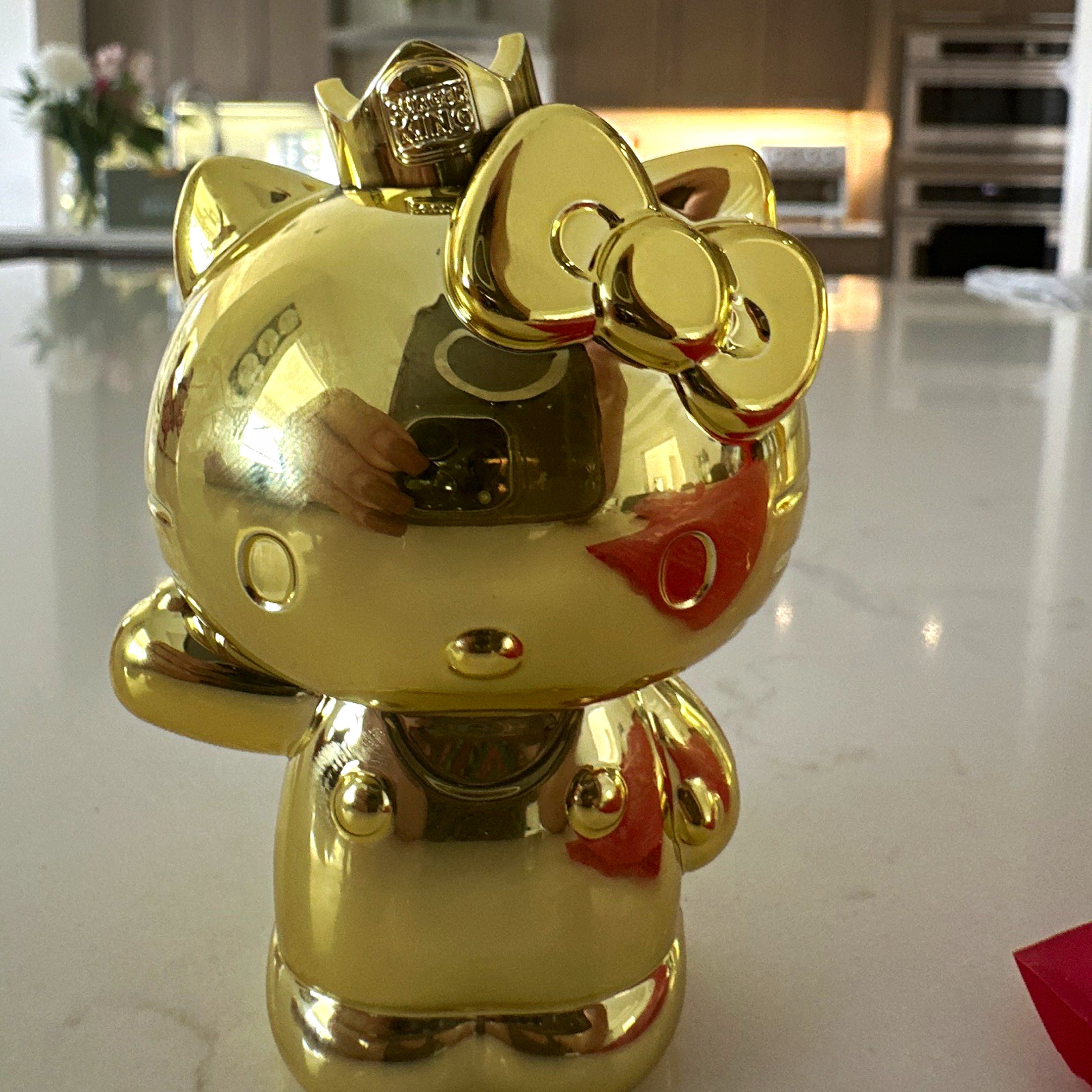 RARE Sanrio Hello Kitty Gold Metallic Plastic Figurine Burger King Promo
