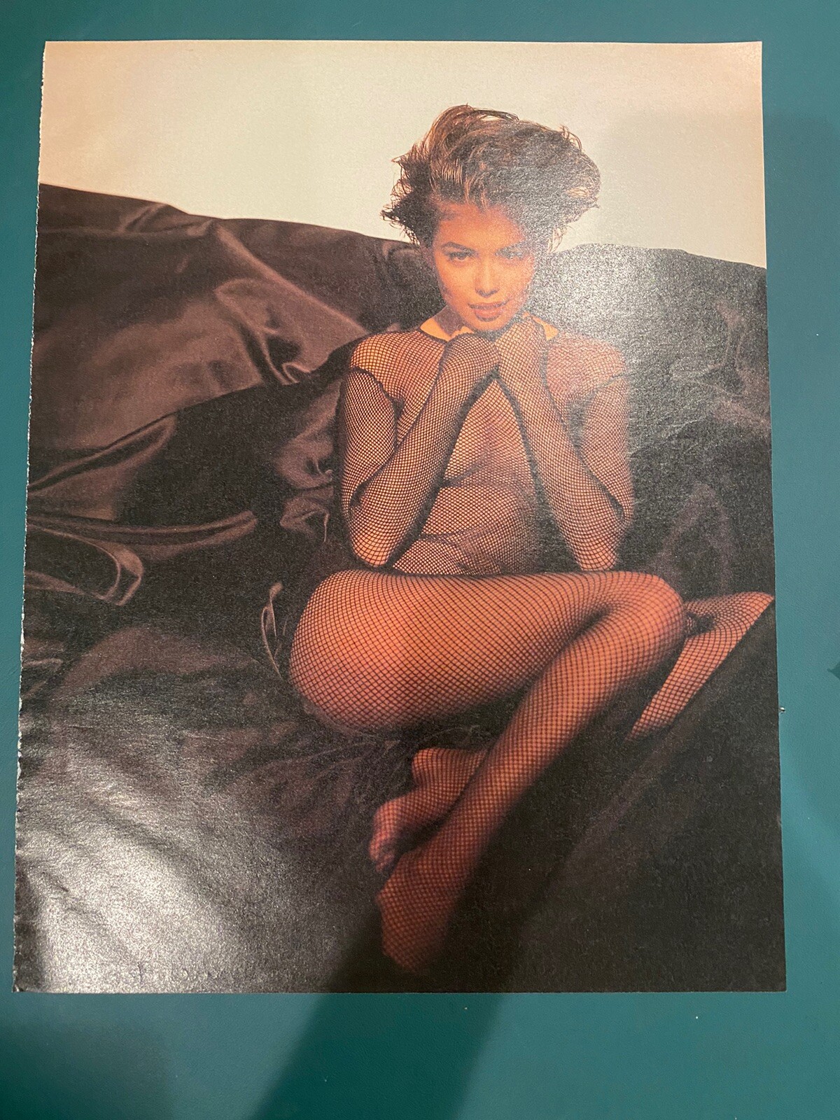 Jane March 1992 Black Lingerie 2 pg. Photograph Set