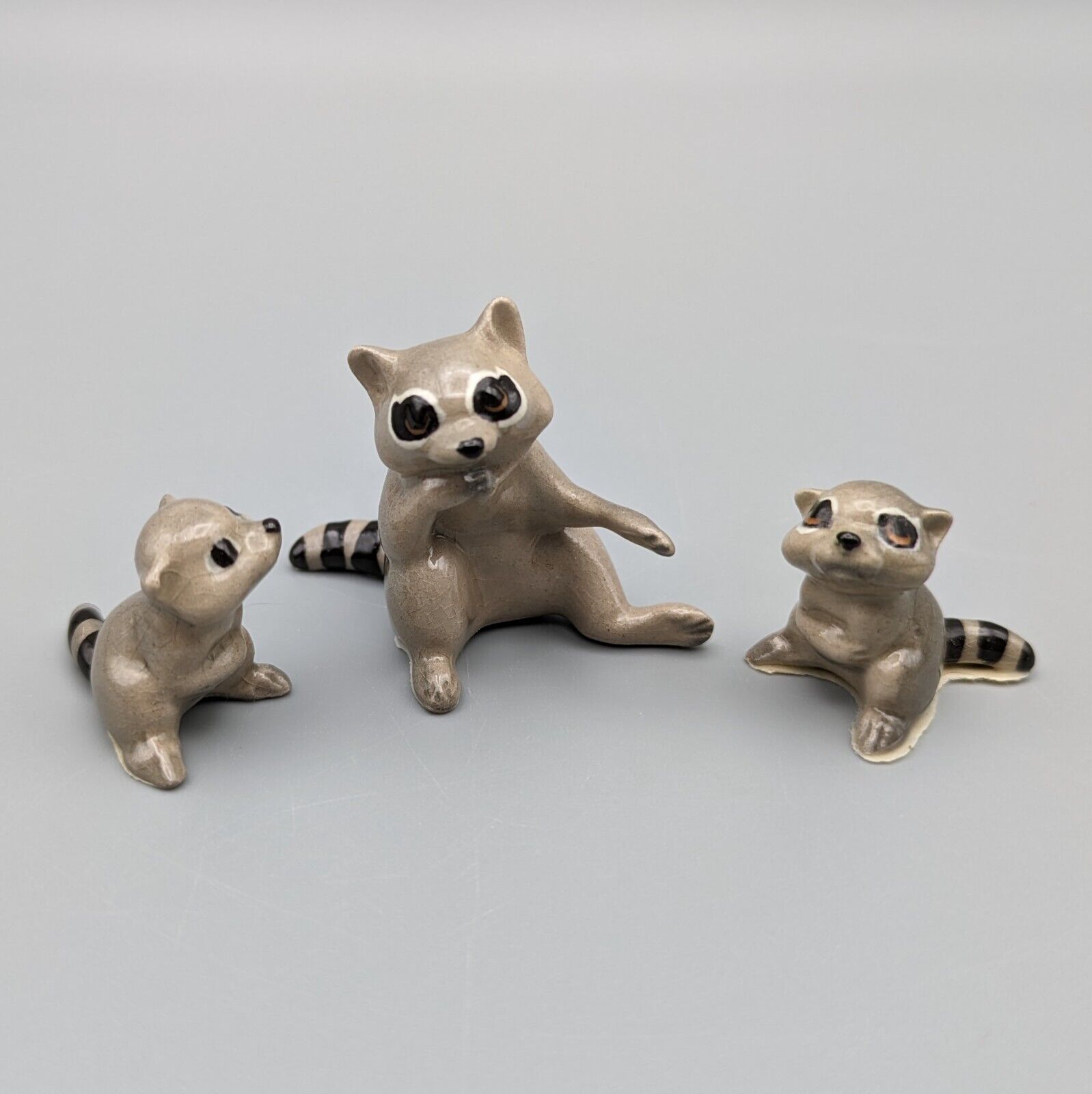 Hagen Renaker Mini Raccoon, Mama & Baby (2), Miniature Figurines