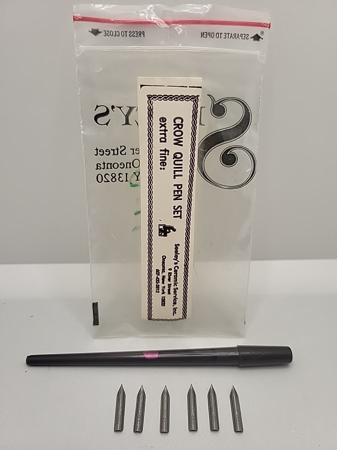 Vintage Seeley's Crow Quill Pen Set Extra Fine Includes 6 Replacement Tips 