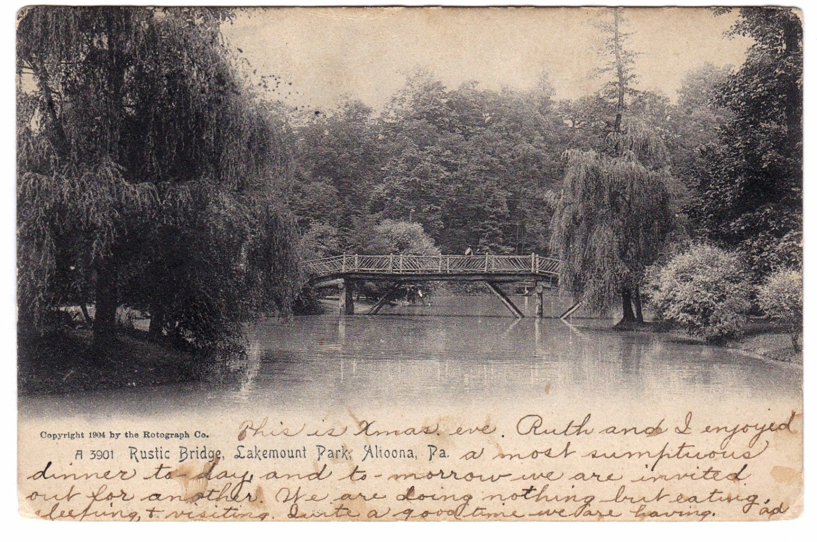 1906 Altoona PA Lakemont Park Rustic Bridge Amusement Undivided Old Postcard