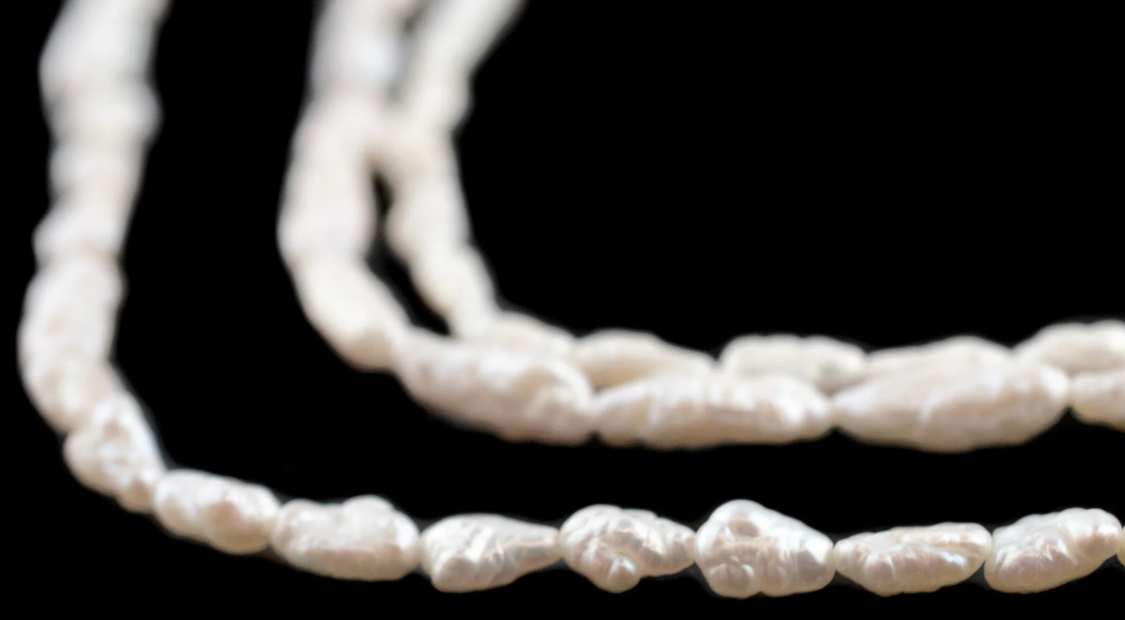 Vintage Japanese Rice Pearl Beads 4mm White Oval 16 Inch Strand