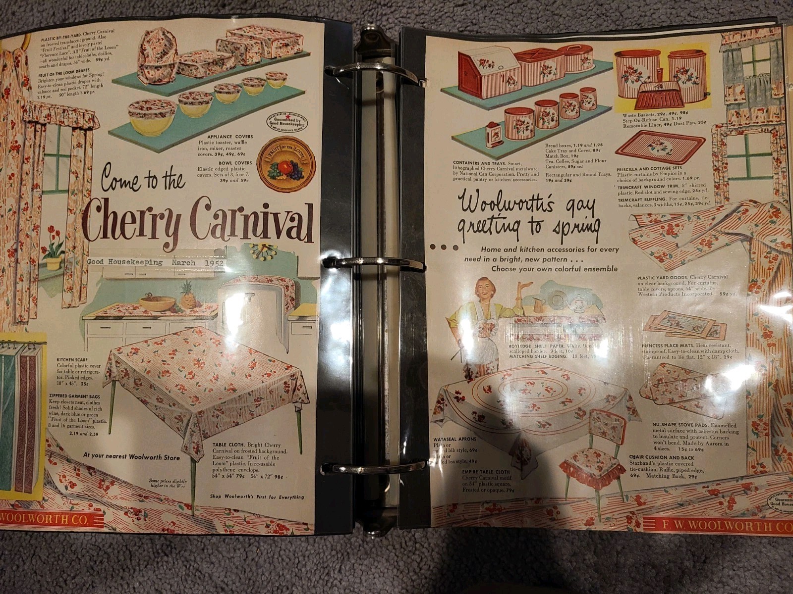 1952 Woolworth\'s Vintage PRINT AD Come To The Cherry Carnival 2 Page Ad 1950s
